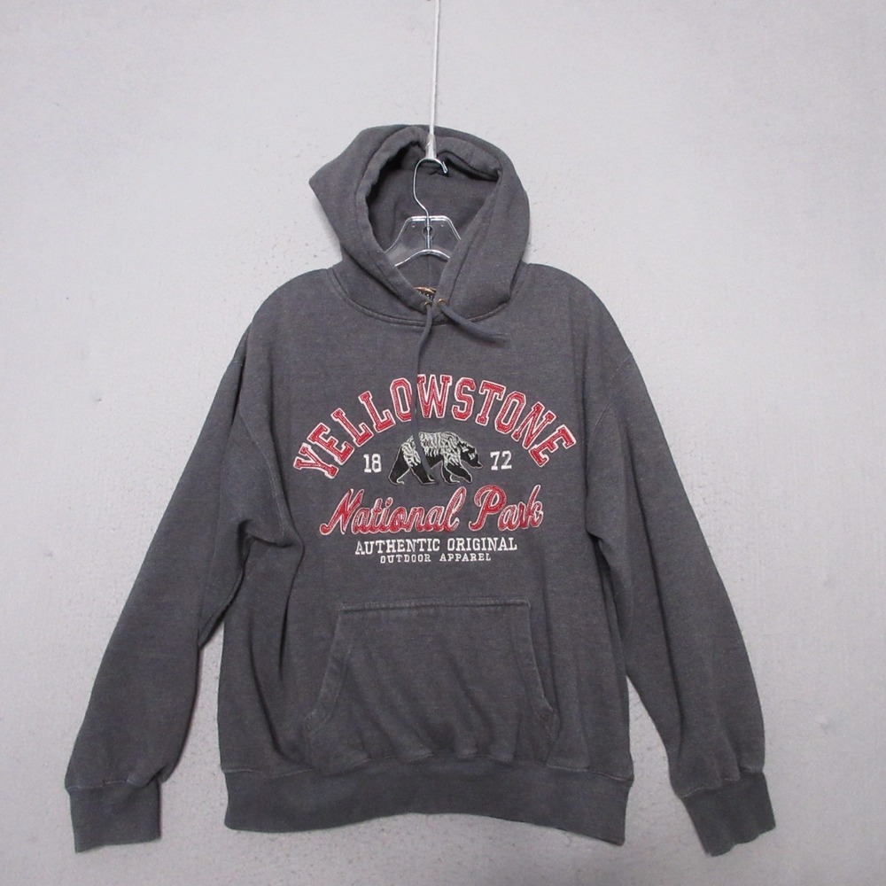 Vintage Prairie Mountain Yellowstone National Park Hoodie‎ Sweatshirt  Gray Y2K
